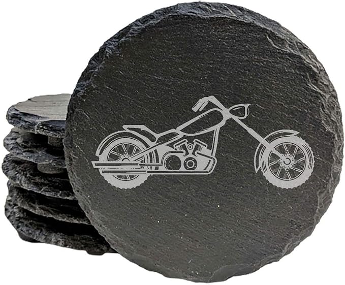 Engraved Motorcycle Journey Slate Coasters Set of 4 – Square – USA Made