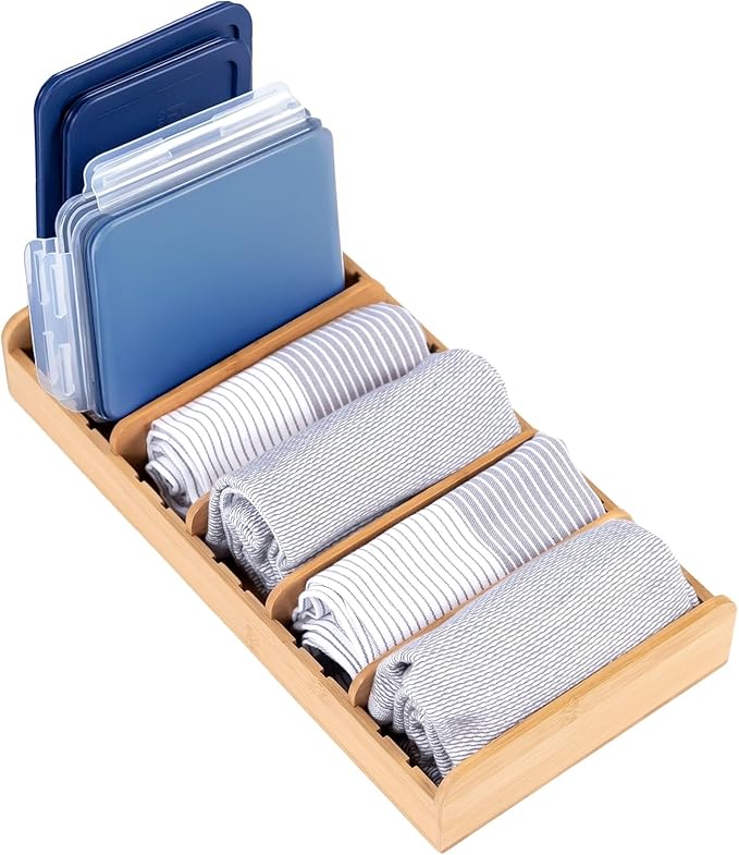 KitchenEdge Kitchen Towel & Storage Organizer, Acacia