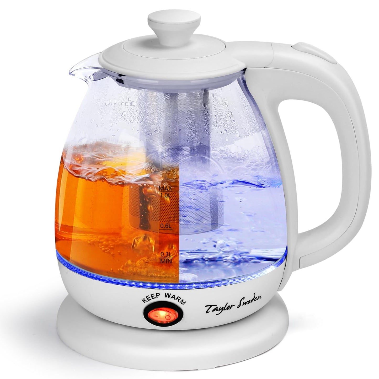 Taylor Swoden Electric Kettle With Tea Infuser, 1L, White
