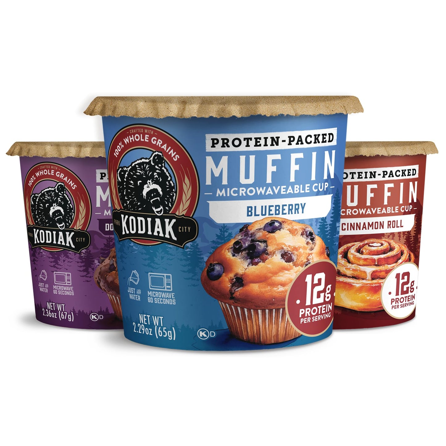 Kodiak Cakes Minute Muffins, Mountain Blueberry, 2.29 Ounce (Pack of 12) (Packaging May Vary)