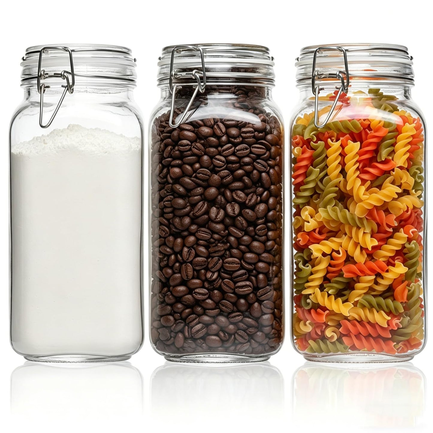 ComSaf Square Glass Spice Jars 8 oz 6 Pack with Labels and Funnel Set