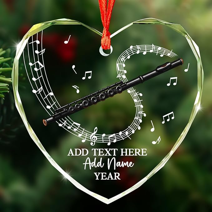 Personalized Oboist Christmas Glass Ornament 2026, Oboe Teacher Christmas Tree Ornaments, Custom Text Name & Year Oboe Ornament Gift for Student Friend, Musical Instruments Xmas Decorations