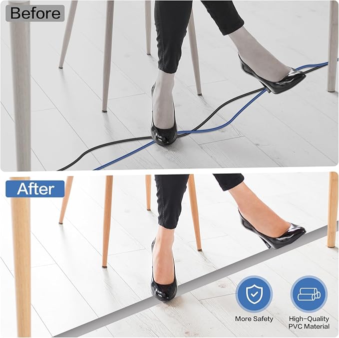 Floor Cord Cover Self Adhesive Cord Hider Floor Extension Cord Covers