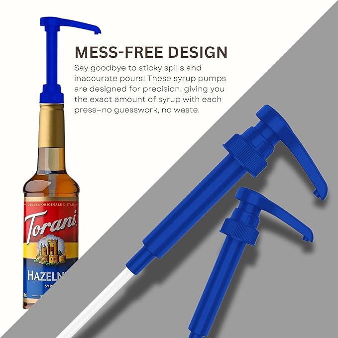 Syrup Pump Compatible with Torani, Davinci and Skinny (Set of 2) - fits Bottles (25.4 oz-750ml) (Blue)