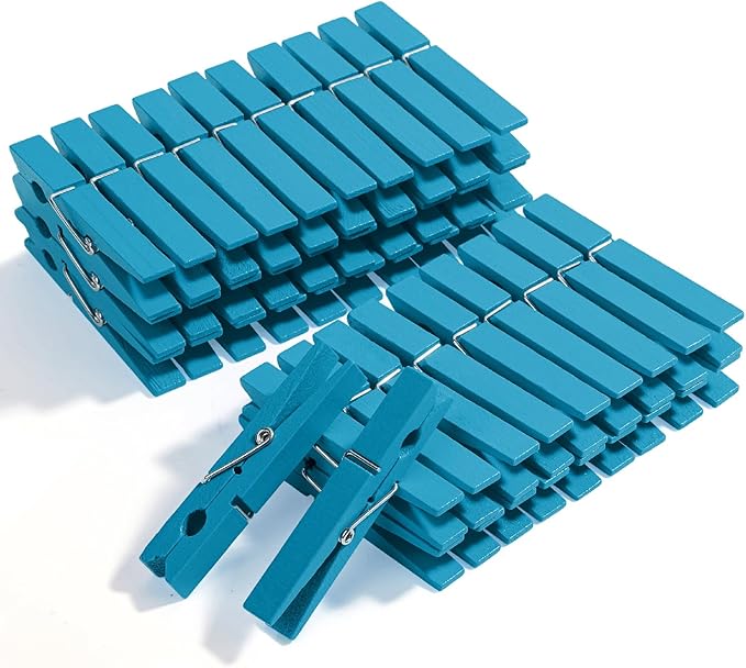 Mr. Pen- Wooden Clothes Pins Wood, Natural Wood, 50 Pack, 2.9 Inch, Blue, Rust Resistant Clothes Pins for Hanging Clothes