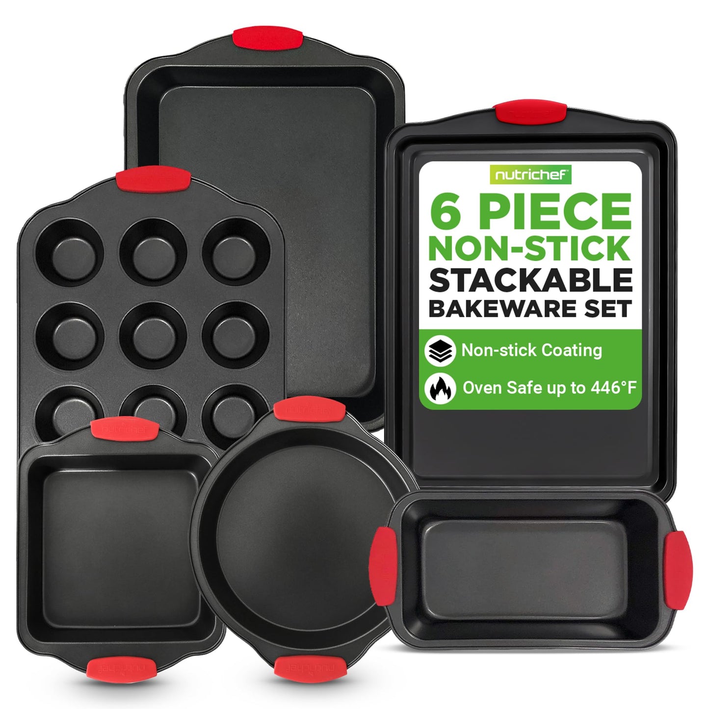 NutriChef 42 Pc Bakeware Set Nonstick, Carbon Steel Baking Pans w/Utensils