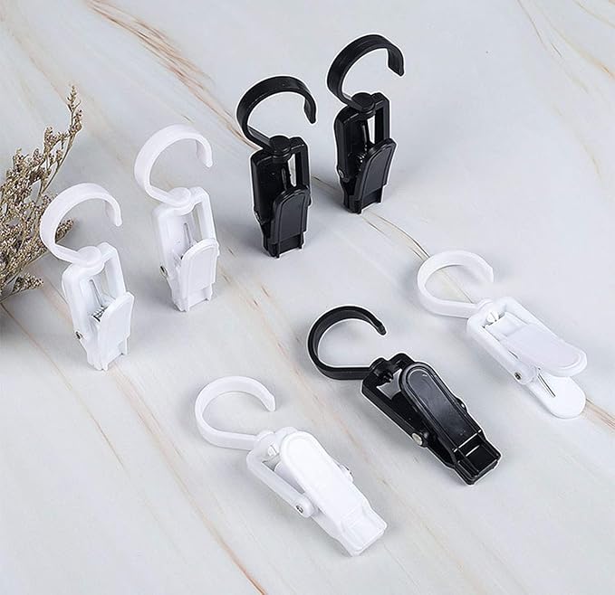 Super Strong Swivel Hanging Hooks - Laundry & Curtain Clips, Clothes Pins - Beach Towel Clips, 4.3-inch, White (10-pack)
