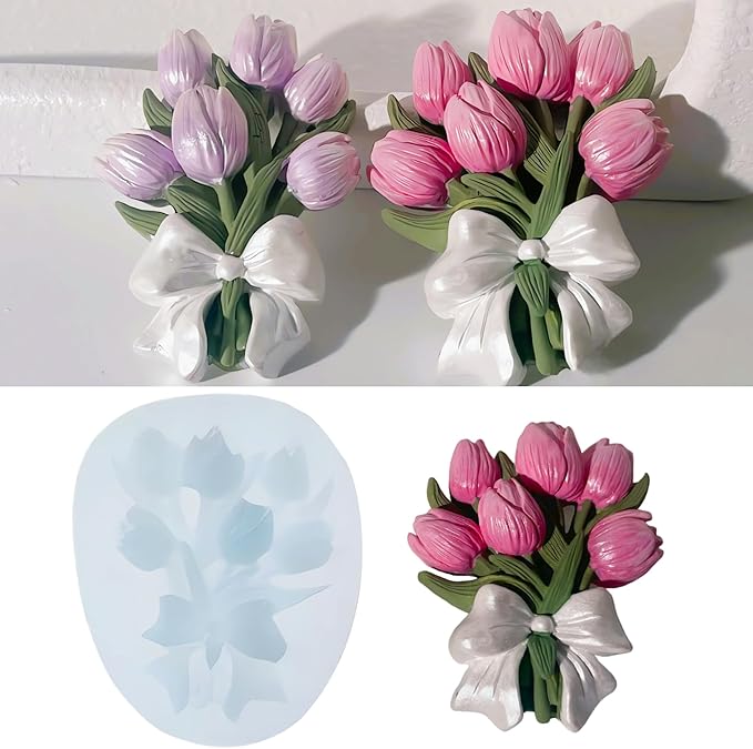 Flower Butterfly Candle Mold, Floral Silicone Mold, Animal Plant Resin Mold for Soap Soy Wax Epoxy DIY Handcraft Home Ornaments Wedding Party Home Decoration (Flower Butterfly)