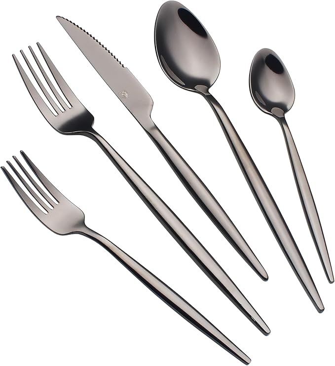 CHAAMFORGE 20 Piece Luxury Silverware Set for 4 Mirror-Polished 18/10 Stainless Steel Heavy Flatware Set Modern Cutlery Set Knife/Fork/Spoon Utensil Dishwasher Safe with Gifts