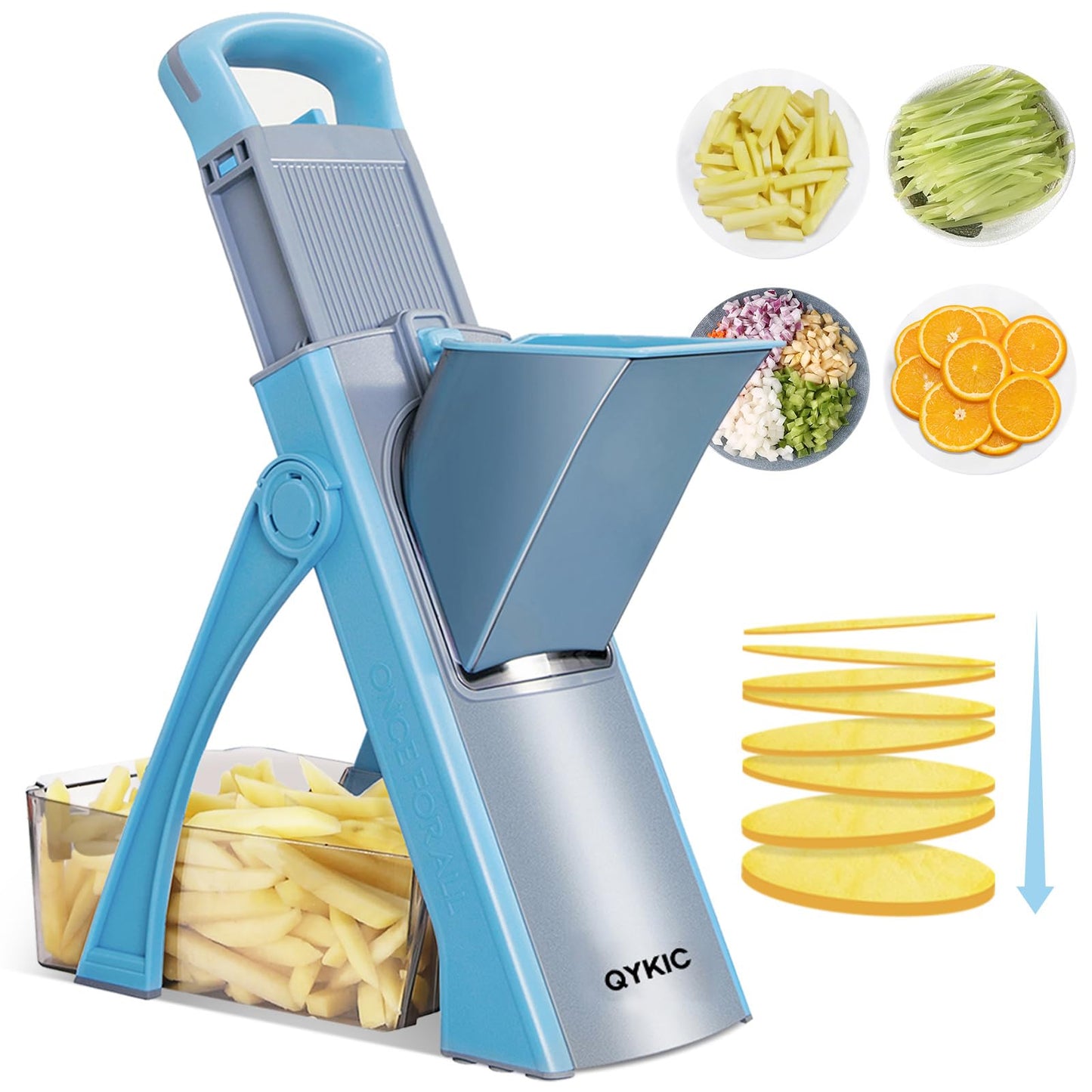 QYKIC Safe Mandoline Slicer for Kitchen, Adjustable Potato Slicer Pro