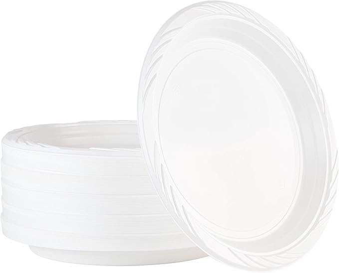 100 Count Disposable 6 Inch White Plastic Dessert Plates