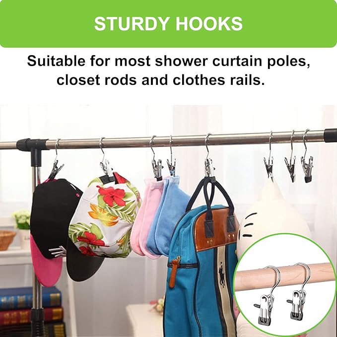 Laundry Hooks Hanging Clips Clothes Pins Closet Hanger Organizer Clamps Socks Towel Clips Heavy Duty Clothespins Bulk Hanger Clips for Closet Travel Pants Socks Handbags, 40 Pack