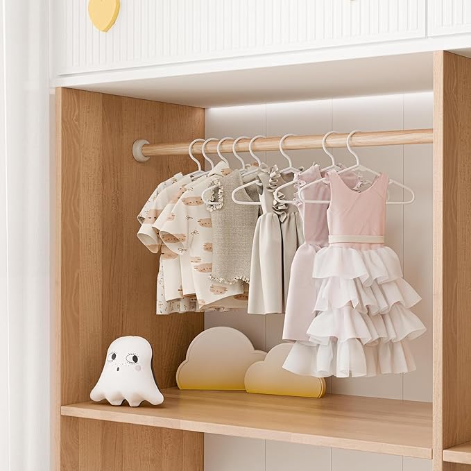VTRIN Baby Hangers 100 Pack Large Capacity Hard Plastic Kids Hangers Suitable for All Clothes of Infant and Toddler, Such as Short, Shirts and Thick Coats, for Kids Clothes