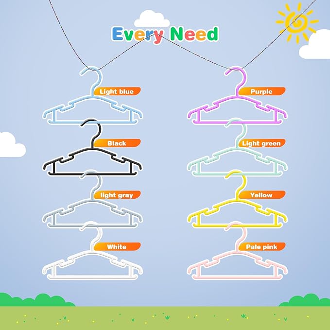 GoodtoU Baby Clothes Hangers 60 Pack, Baby Plastic Hangers for Closet, Infant Toddler Nursery Hangers with Shoulder Grooves, Space-Saving Lightweight Childrens Hangers for Newborn, White