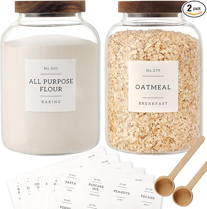 CZSZYGHBAO 2 PCS Large Glass Jar with Airtight Lid, Glass Food Storage Jars for Tea,Spice,Cereal, Egg,Flour,Coffee and More(1 gallon/4000 ml)