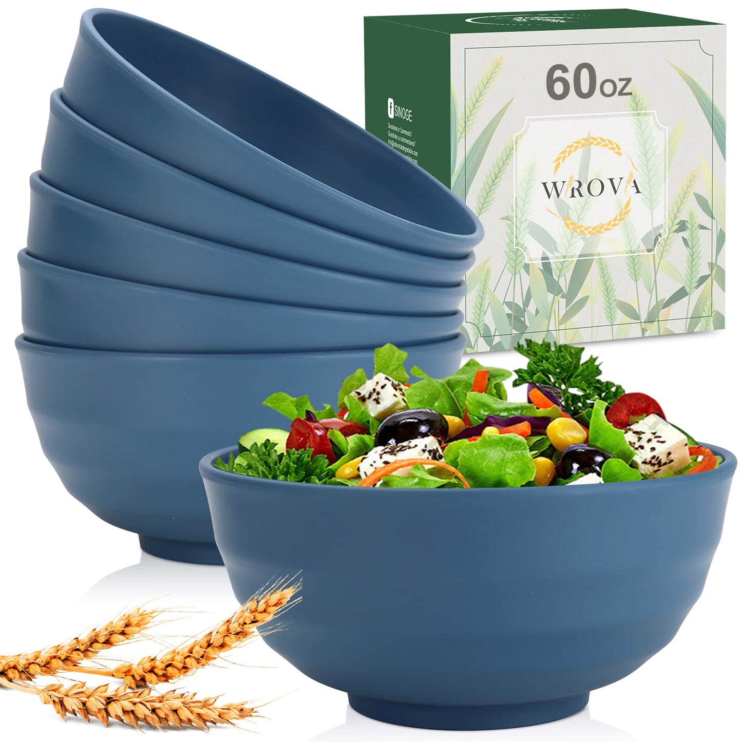 Wrova wheat straw small bowls 10oz set of 8 - Unbreakable Dessert Bowls for kids - Mini Bowl Sets for Ice Cream,Snack and Fruits - Microwave & Dishwasher Safe Appetizer Bowls (Deep Grey)