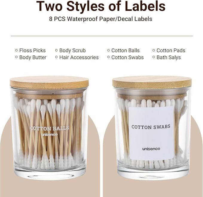 Glass Qtip Holder 2 Pack , Qtip Holder Dispenser Bathroom Set Bathroom Organizers and Storage Q tip Holder with Lid Makeup Storage Organizer for Cotton Swabs,Cotton Balls,Pads,Floss Picks Transparent