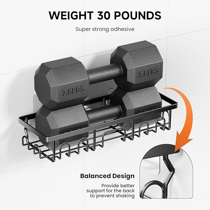 Shower Caddy, 3 Pack Shower Shelves for Inside Bathroom, Rustproof Adhesive Bathroom Organizer with Soap Holder, No Drilling Washroom Organizers and Storage for Bathtub Room/Kitchen/Home, Black
