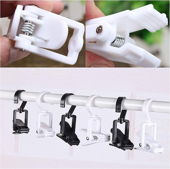 Super Strong Swivel Hanging Hooks - Laundry & Curtain Clips, Clothes Pins - Beach Towel Clips, 4.3-inch, White (10-pack)