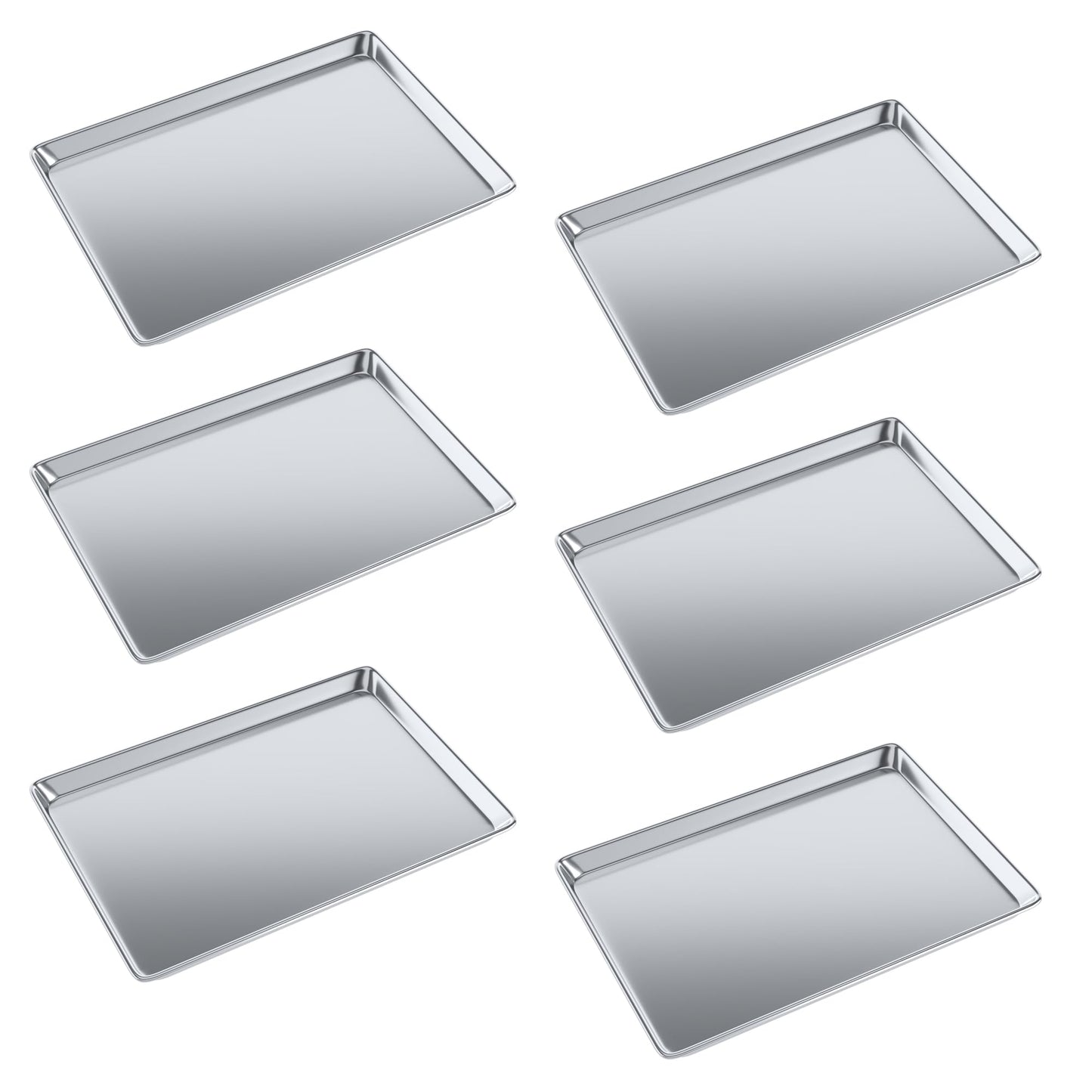 Pack of 6 | 13 in. x 18 in. Half Size Aluminum Bun. / Sheet Pan | Ideal for baking, roasting, cooling, prepping, or storing - a must-have in restaurants, bakeries, and busy kitchens.