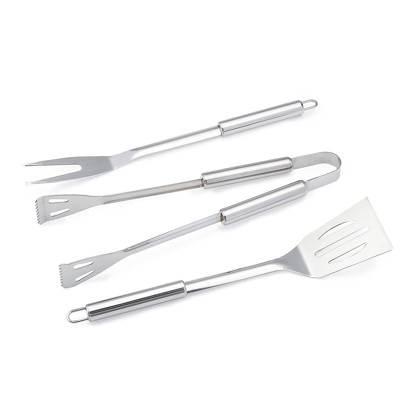4-Piece Stainless Steel BBQ Grilling Tool Set with Carry Bag, Rust-Resistant, Dishwasher Safe