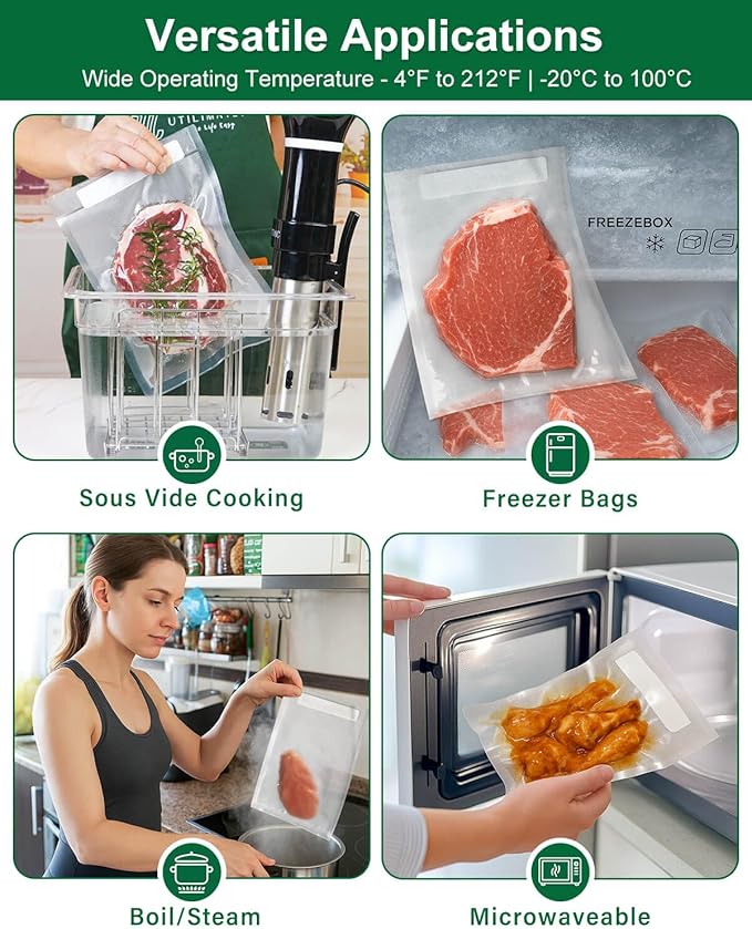 UTILIMATES Quart Vacuum Sealer Bags for Food, 8x11 Inch with Label Area
