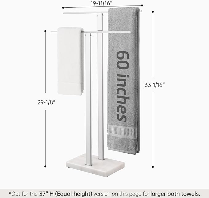 KES Standing Towel Rack for Bathroom with Marble Base, 2-Tier Towel Rack Stand for Floor, SUS304 Stainless Steel Polished Finish, BTH217