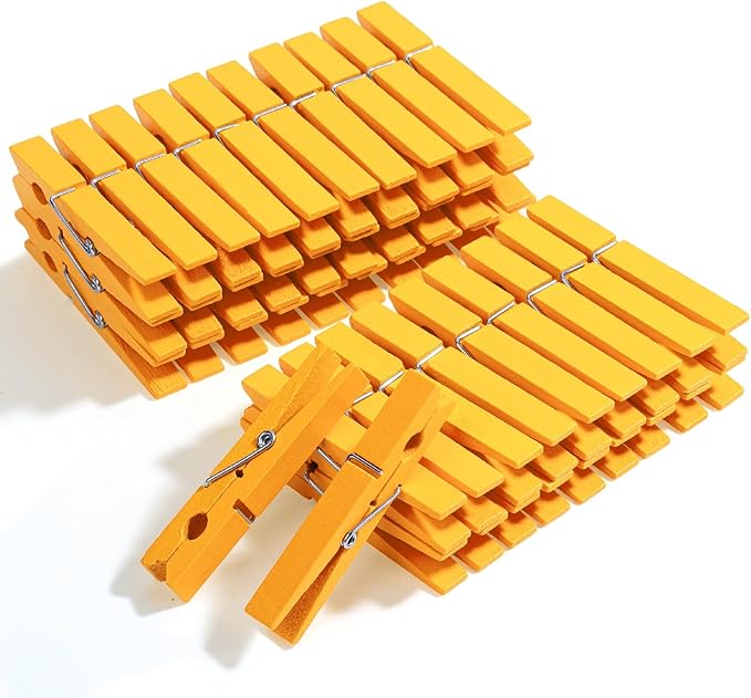 Mr. Pen- Wooden Clothes Pins, Natural Wood, 50 Pack, 2.9 Inch, Yellow, Rust Resistant Clothes Pins for Hanging Clothes, Clothes Pins Wood, Clothing Pins, Clothes Pegs, Clothespins, Wood Clothespin