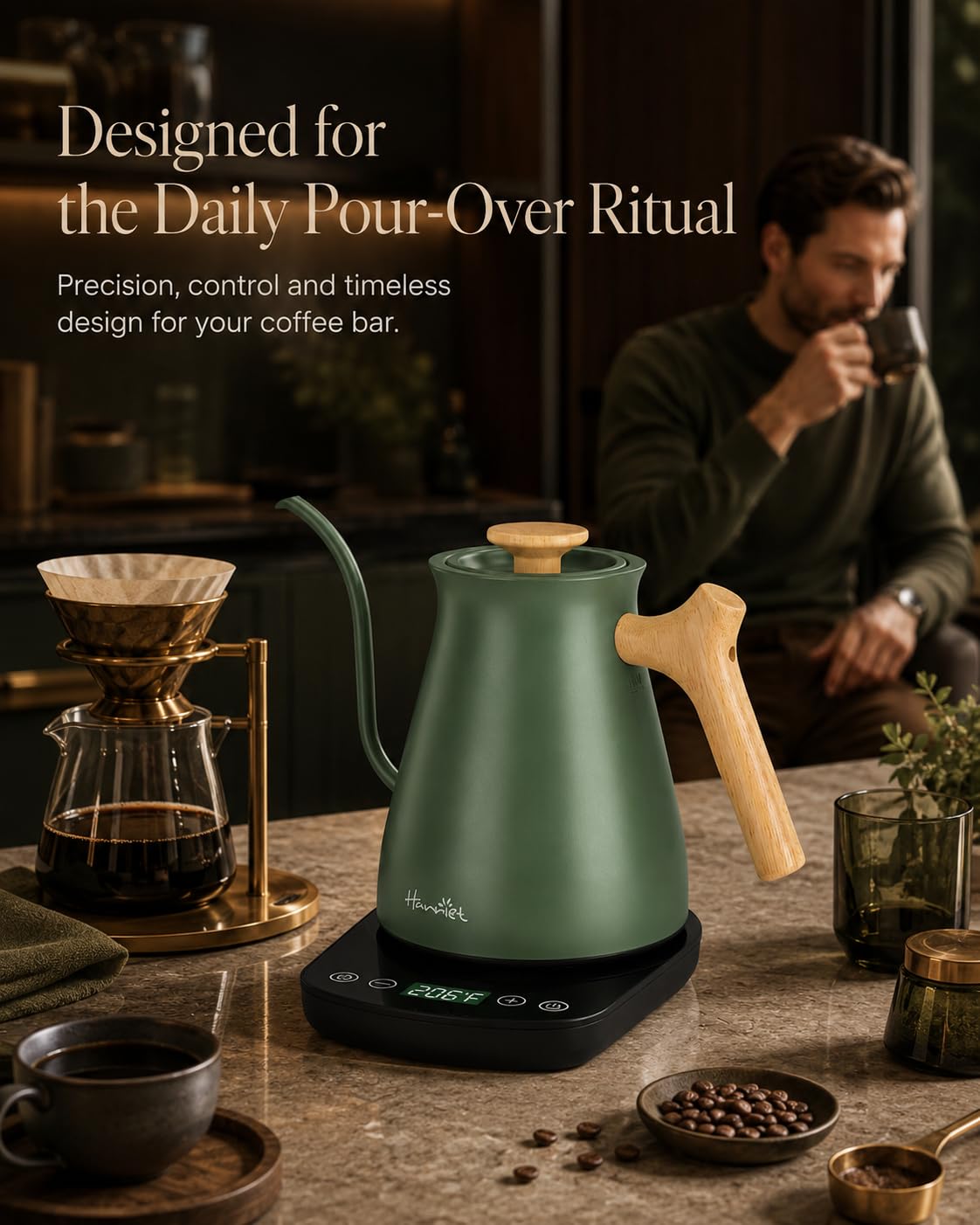 Harriet Gooseneck Electric Kettle, 1°F Control, Brew Time, 0.8L