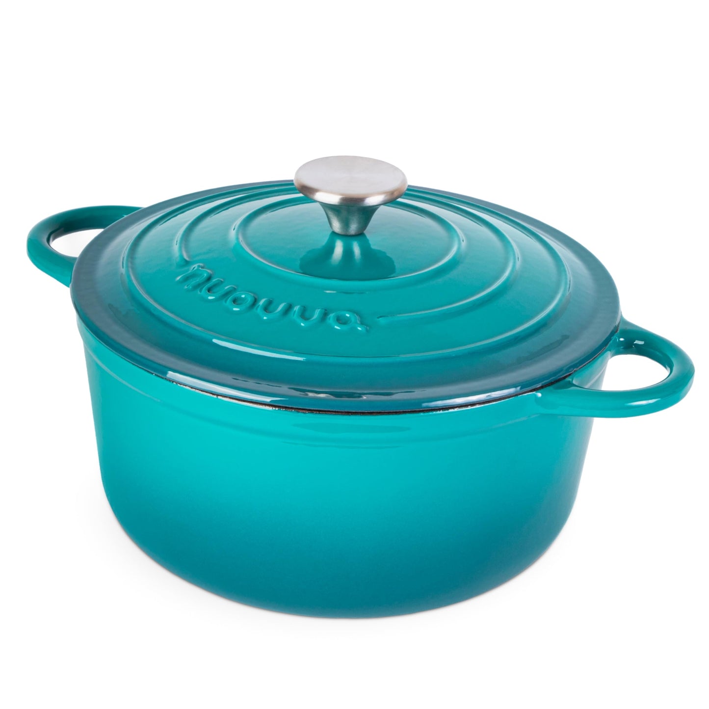 Nuovva Enamelled Cast Iron Dutch Oven Pot with Lid – 6.4 Quart Non Stick Casserole Pot – Heavy Duty & Oven Safe up to 500° F for Bread Baking, Braising, Stews, Roasting – 28cm Black