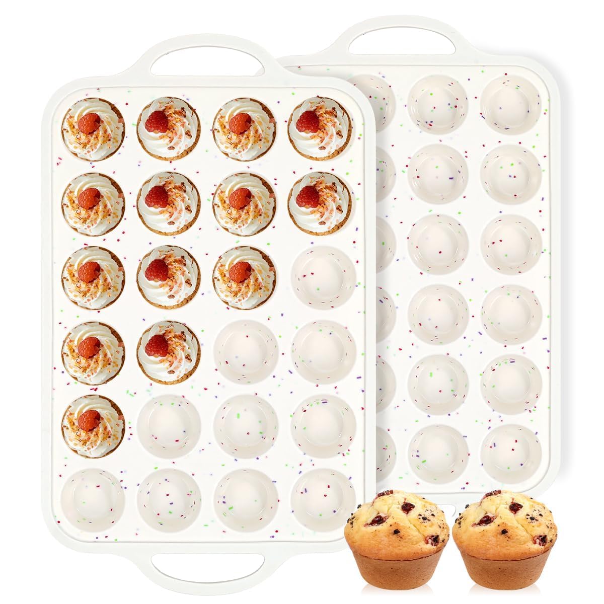 Silicone Muffin Pans for Baking, Metal Reinforced Frame 12 Cups Regular Size Silicone Cupcake Pan Nonstick Muffin Tin for Baking Muffin, Cupcake, Frittatas,BPA Free, Silicone Molds Dishwasher Safe