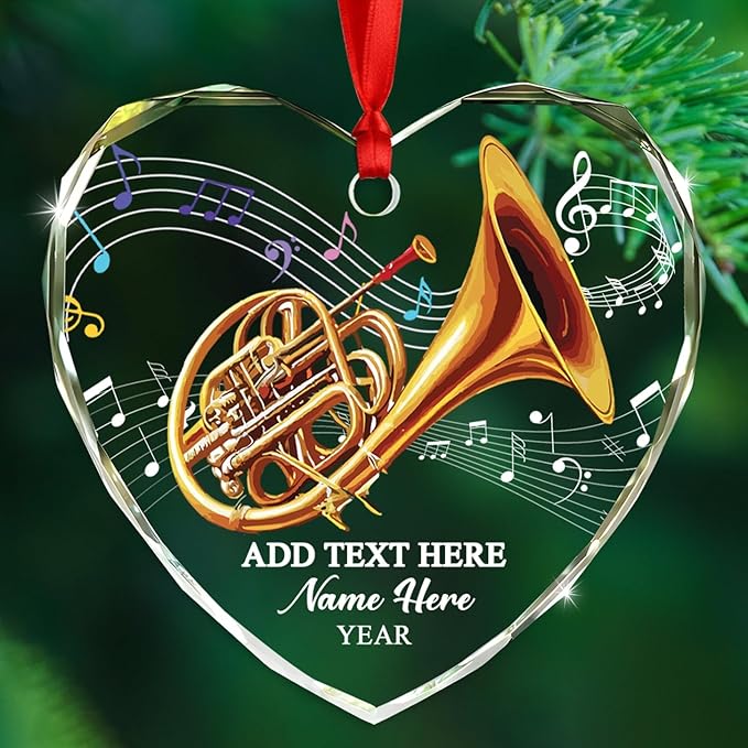 Personalized Drum Musical Instrument Glass Ornament, Customized Year Text Name Christmas Ornaments Gift for Drummer Husband Wife Dad Mom Kids, Unique Drum Set Glass Christmas Ornament for Birthday