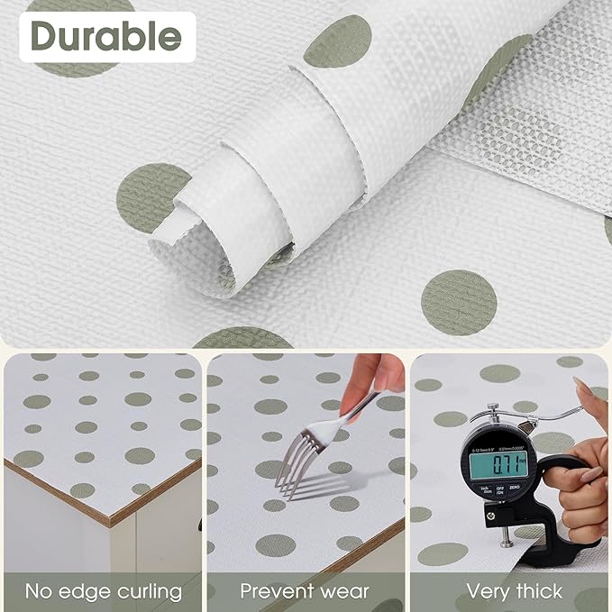 Beautysaid Shelf and Drawer Liner for Kitchen Cabinet, Non Adhesive Non Slip Shelf Paper Waterproof Washable Thickened for Dresser Pantry Shelve Bathroom Protector Liner(Polka Dot,23.6 in x 30 FT)