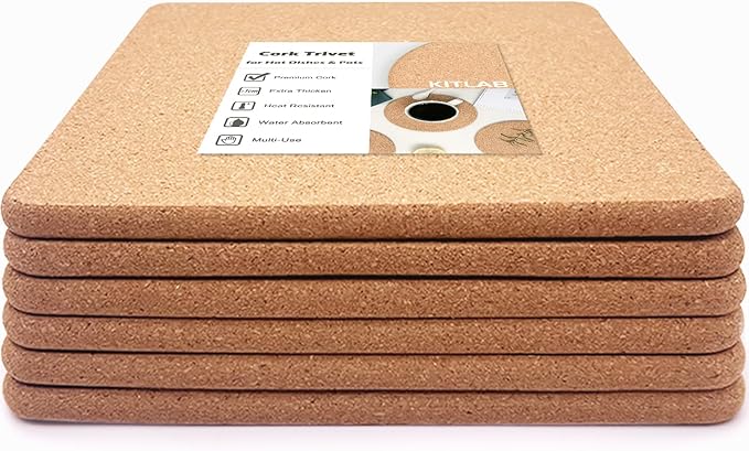 KITLAB Cork Trivets for Hot Dishes, Hot Pots and Pans, 8 Inch 4 Pcs