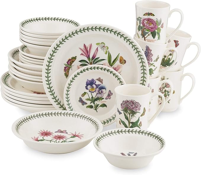 Portmeirion Botanic Garden Dinnerware - Set of 30, Floral Design