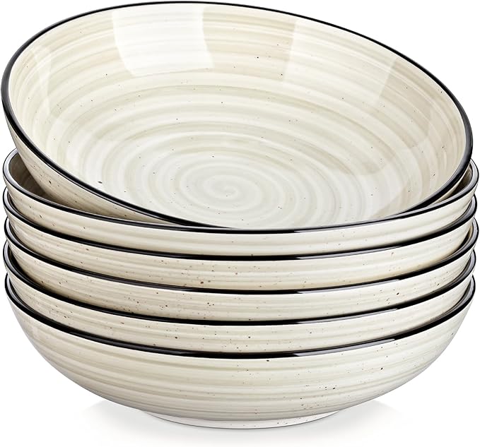 vancasso Bonita Pasta Bowls Set of 6, 50oz Large Salad Bowls for Kitchen, Corlorful Stoneware Serving Bowls Dishwasher & Microwave Safe