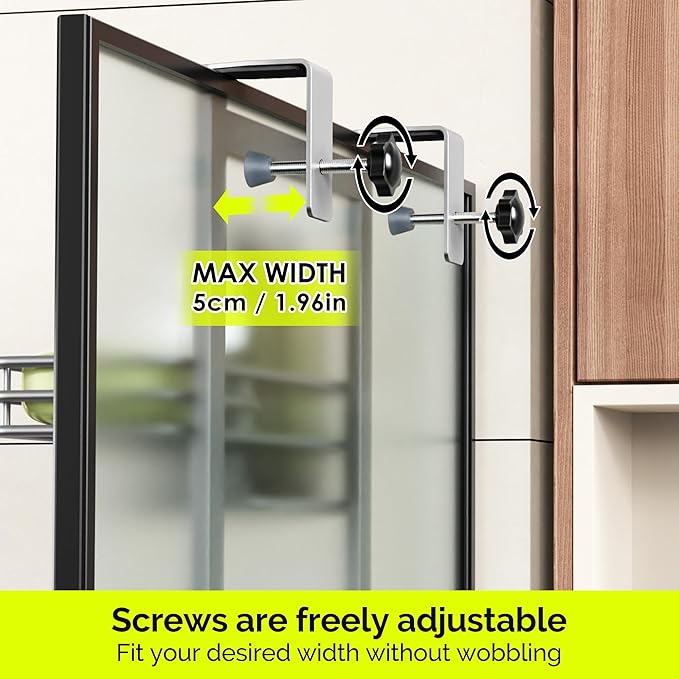 Orimade Over The Door Shower Caddy Adjustable 3 Tier Silver,Bathroom Hanging Organizer Shelf Rustproof with 4 Hooks,Shower Basket with Soap Holder and Suction Cup