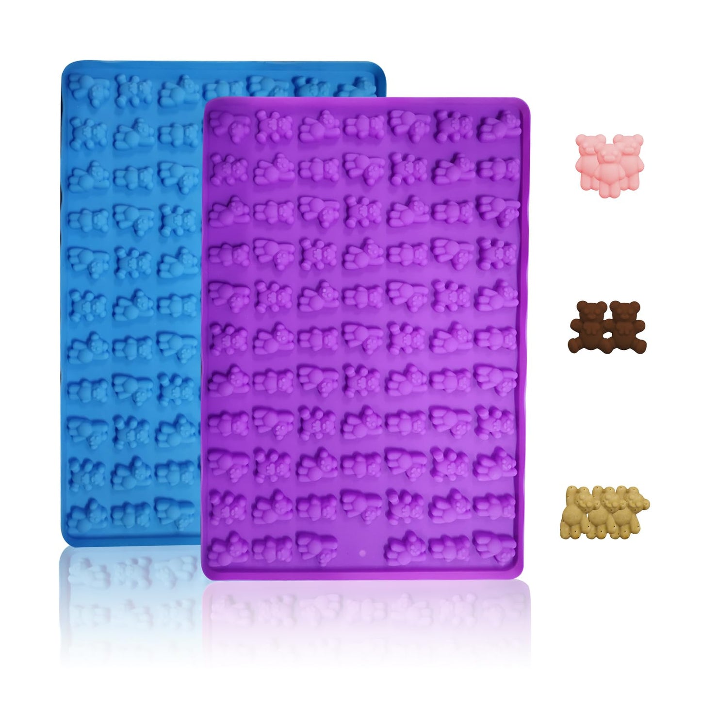 2 PCS Animal Silicone Molds, 104 Cavity Frog, Lizard, Snails Shaped Mini Silicone Molds for Baking Biscuits, Cookie,Candy, Chocolate, Jelly,Ice Cube,Pet Dog Treats Mold