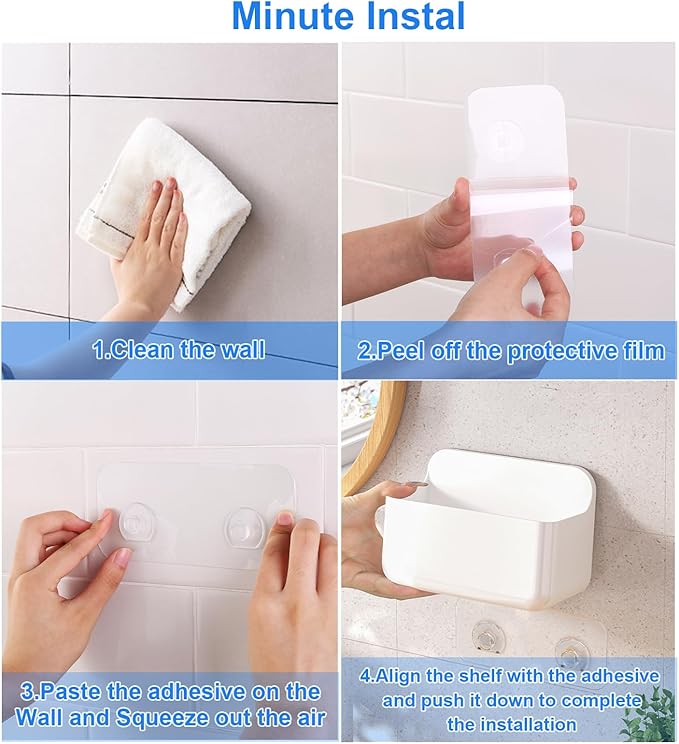 2pc Clear Wall Mount Organizer, Adhesive Cabinet Door Organizer,Self Adhesive Organizer for Wall,Shower Caddy No Drilling Hang Walls for Bathroom, Kitchen, Living Room