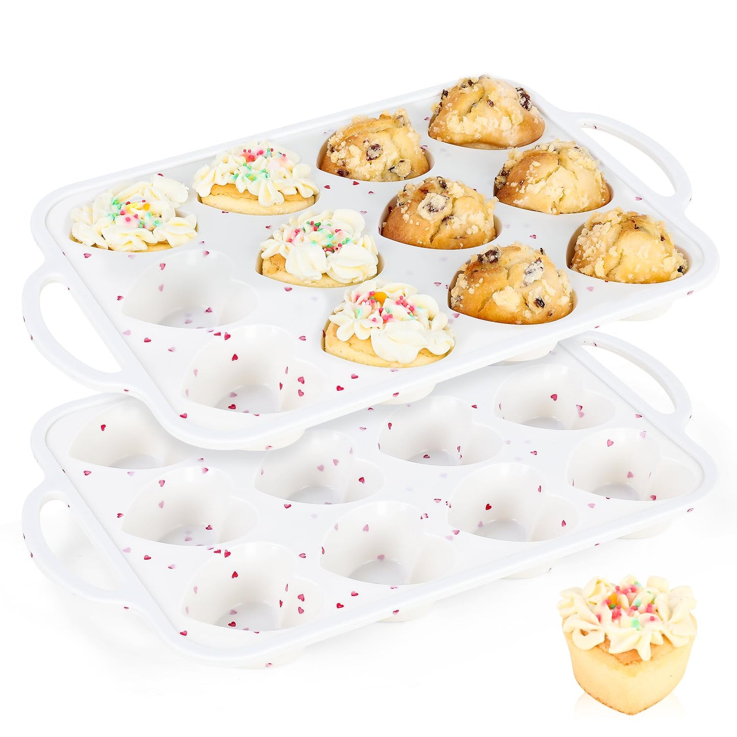Vinino 1Pack Silicone Muffin Pan for Baking with Metal Reinforced Frame, 12 Cup Regular Size Cupcake Pan, BPA Free Silicone Muffin Tray, Cupcake Baking Pan Molds for Oven Dishwasher Safe - Cream