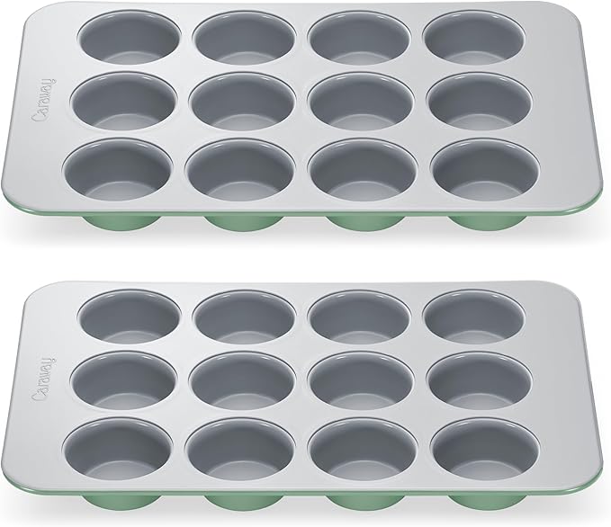 Caraway Non-Stick Ceramic-Coated 12-Cup Muffin Pan Duo