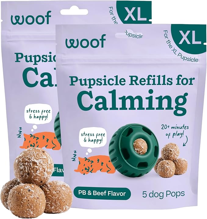 WOOF Pupsicle Refill Pops for Calming - Long-Lasting Refills for the Pupsicle Toy to Promote Calm - Calming Dog Treats - Magnesium for Dogs- Small Pops - 10 Count