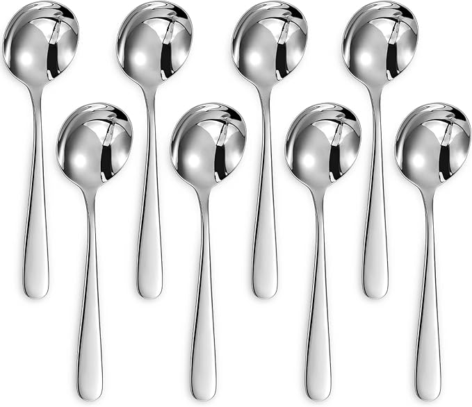 KEAWELL Premium Louise 4-Piece 7-Inch 18/10 Stainless Steel Soup Spoons (4)