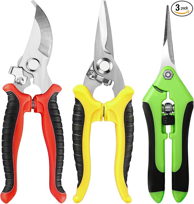 EWPJDK 3 Pack Garden Pruning Shears Scissors Clippers (Multicolor)