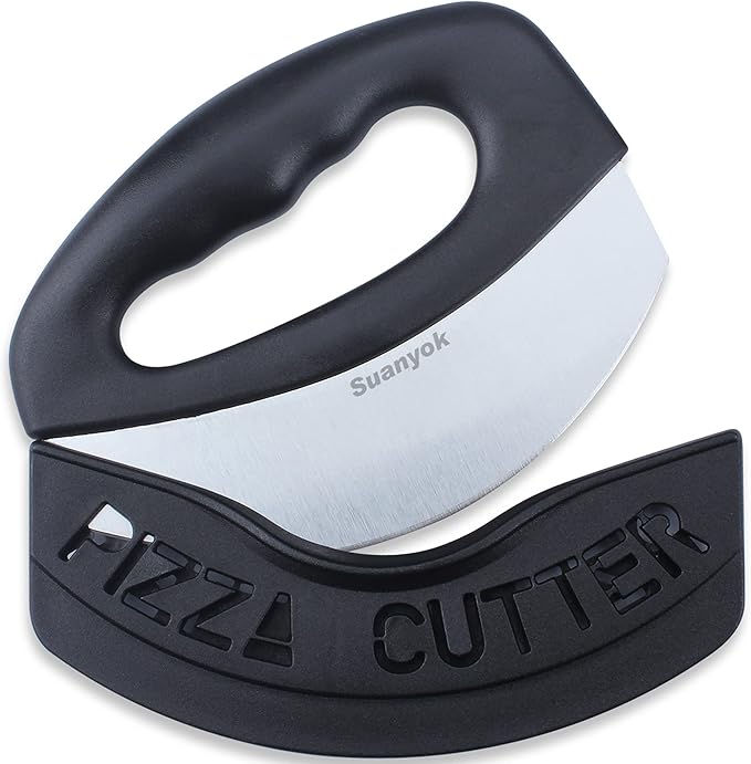 Suanyok Pizza Cutter Stainless Steel Rocker Blade with Cover(Gray)