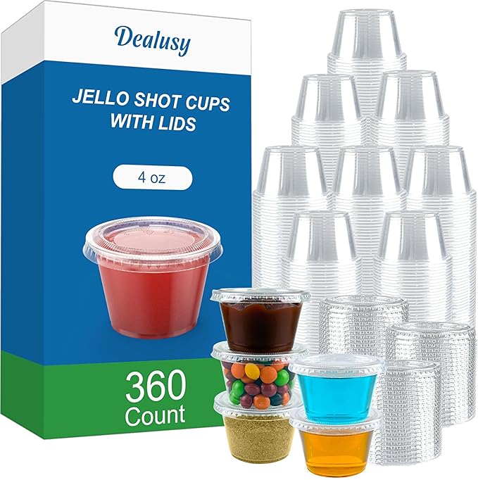 Dealusy 360 Set 2 oz Jello Shot Cups with Lids