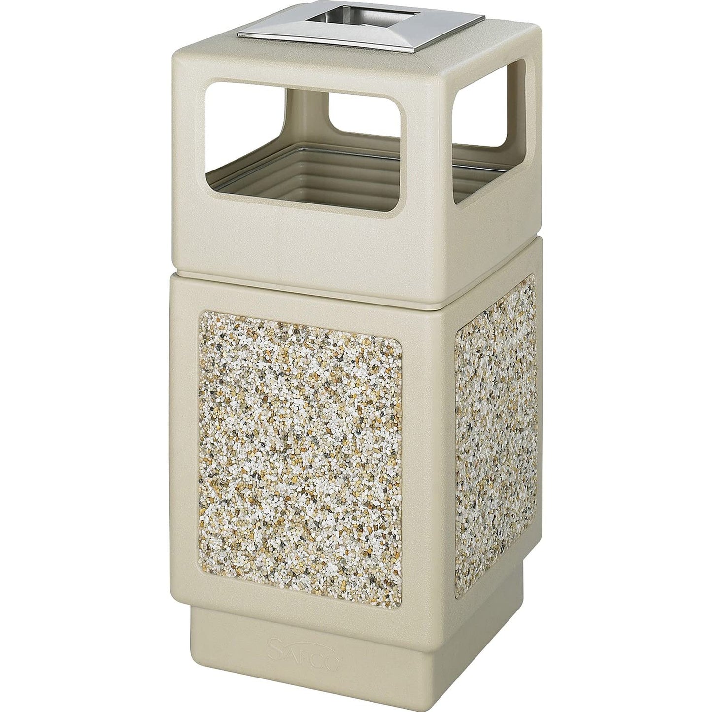 Safco Canmeleon Trash Can, 38 Gallons, Indoor and Outdoor Use, Open Top, Durable & Weather-Resistant Commercial Garbage Can, Black