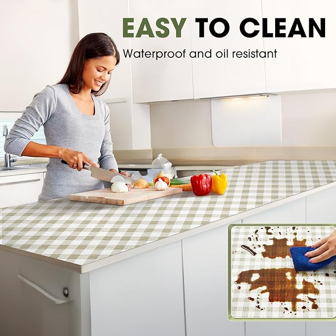 Beautysaid Shelf and Drawer Liner for Kitchen Cabinet, Non Adhesive Non Slip Shelf Paper Waterproof Washable Thickened for Dresser Pantry Shelve Bathroom Protector Liner(Checkered,18 in x 10 FT)