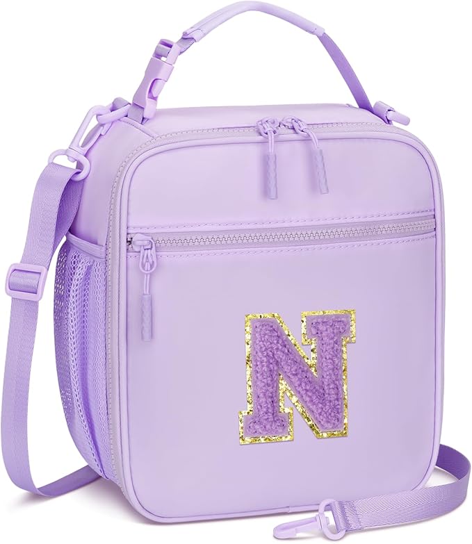 CLOUDWINGS Lunch Box Kids Large Initial Insulated Lunch Bag for Girls