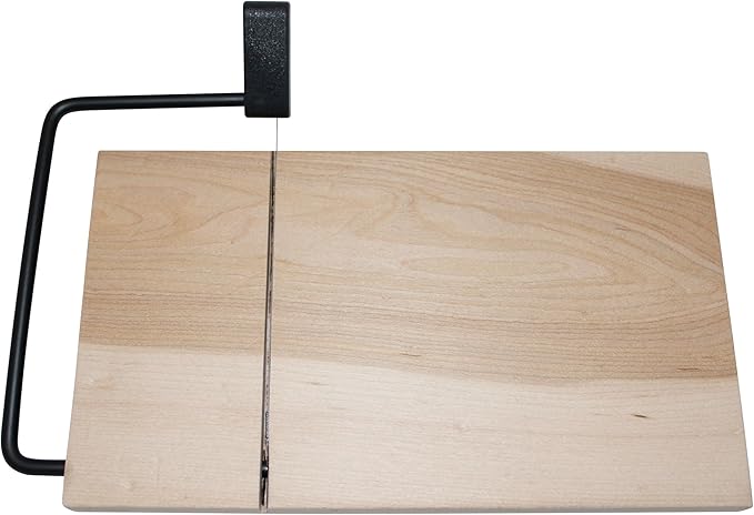 SlidingSusan Cheese Cutting Board - 11” Beech Wood with Silver Stainless Steel Slicer - Charcuterie Block for Hard & Soft Cheeses, Butter, Meat – Heavy Duty Handheld Kitchen Tool